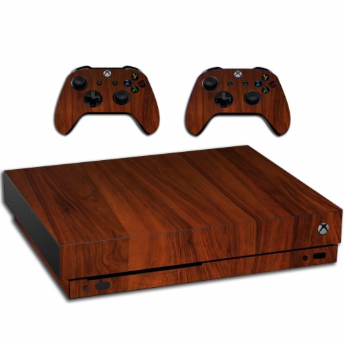 VWAQ Xbox One X Vinyl Skin Wood For Console And Controllers - XXGC4 Perspective: front