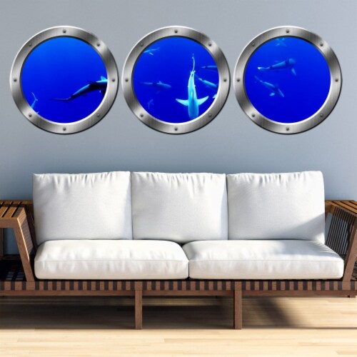 Details about   Porthole Ship Window Sea Ocean View SHARK #1 BRASS Wall Sticker Decal Graphic 