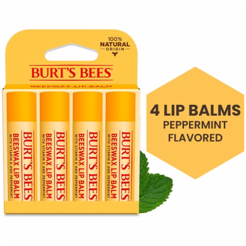 Burt's Bees Beeswax Lip Balm, 4 ct - Fry's Food Stores