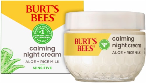 Burt's Bees Sensitive Skin Aloe and Rice Milk Calming Night Cream Perspective: front