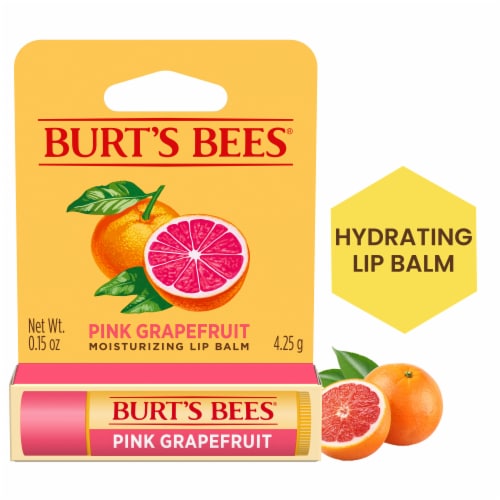 Burt's Bees Pink Grapefruit Moisturizing Lip Balm Perspective: front