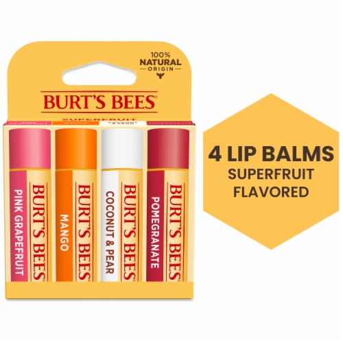 Burt's Bees Flavored Moisturizing Lip Balm Pack Perspective: front
