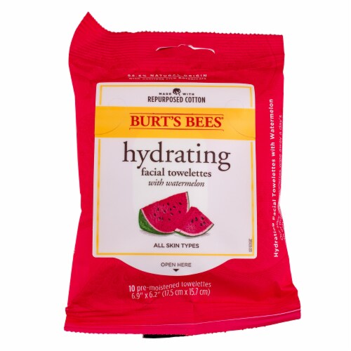 Burt's Bees Hydrating Facial Towelettes, Watermelon, 10 Ct Perspective: front