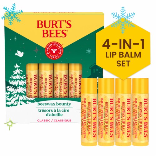 Burt's Bees Holiday Classic Beeswax Bounty Moisturizing Lip Balm Gift Set Perspective: front