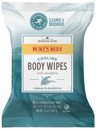 Burt’s Bees Eucalyptus Cooling Pre-Moistened Body Wipes Perspective: front