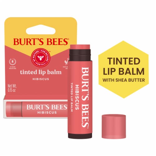 Burt's Bees Tinted Lip Balm Hibiscus Perspective: front