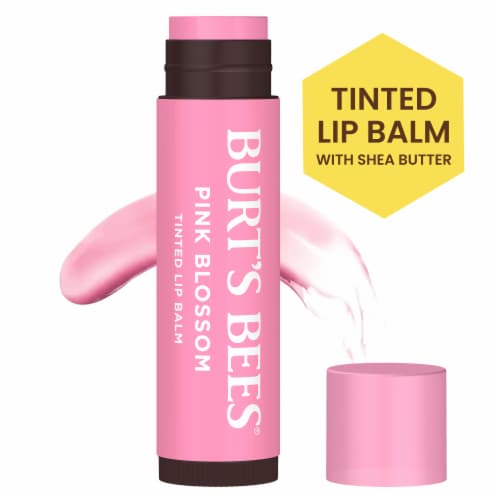Burt's Bees Pink Blossom Tinted Lip Balm Perspective: front