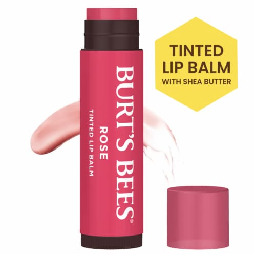 Burt's Bees Rose Tinted Lip Balm Perspective: front