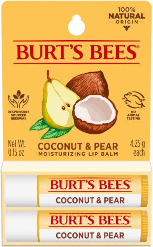 Burt's Bees Coconut and Pear Moisturizing Lip Balm Perspective: front