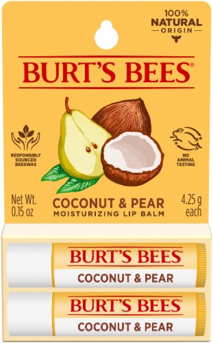 Burt's Bees Coconut and Pear Moisturizing Lip Balm Perspective: front