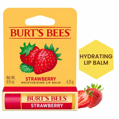 Burt's Bees Strawberry Moisturizing Lip Balm Perspective: front