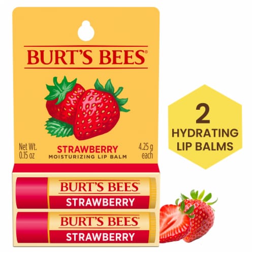 Burt's Bees Strawberry Moisturizing Lip Balm Perspective: front