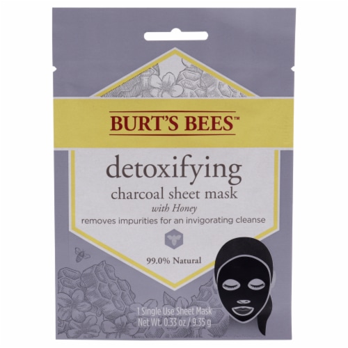 Burt's Bees Detoxifying Charcoal Sheet Mask, Single Use Sheet Mask, 1 Count Perspective: front
