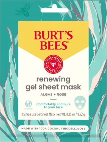 Burts Bees Renewing Biocellulose Rose & Algae Extract Gel Face Mask Perspective: front
