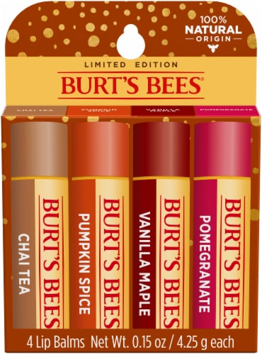 Burt's Bees Festive Holiday Gift Set, 100% Natural Lip Balm Variety Pack, 4  Tubes