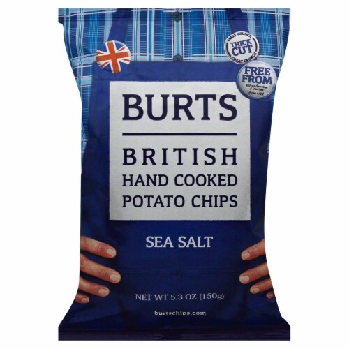 Burts British Hand Cooked Sea Salt Potato Chips Perspective: front