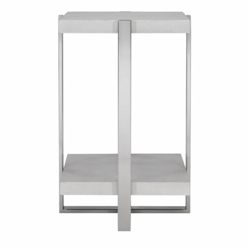 Uttermost Arnaut Steel and MDF Wood Accent Table in Milk White Perspective: front