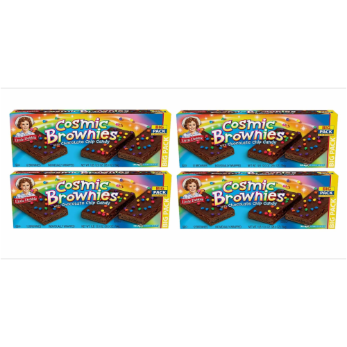 Cosmic Brownie Big Packs, 4 Boxes, 48 Individually Wrapped Brownies with Chocolate Chip Candy Perspective: front