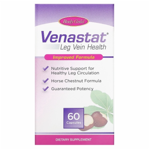 BodyGold Venastat Leg Vein Health - 60 Capsules Perspective: front