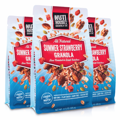 Granola, Summer Strawberry, 3x11.5oz Perspective: front