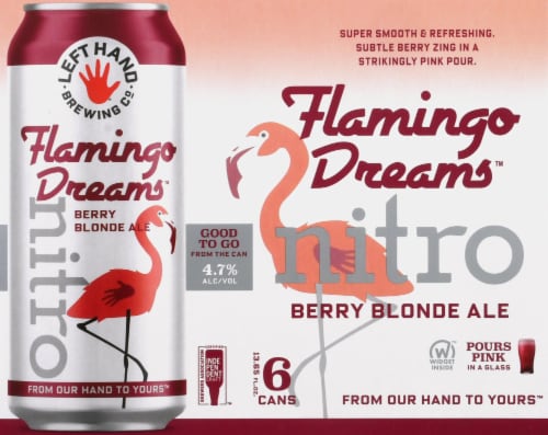 Left Hand Brewing Co. Flamingo Dreams Nitro Berry Blonde Ale Perspective: front