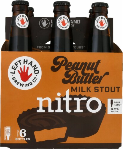 Left Hand Peanut Butter Nitro Milk Stout Beer Perspective: front