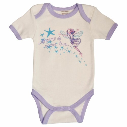Organic Cotton Short Sleeve Bodysuits/Onesies - Fairy 3-6m Perspective: front