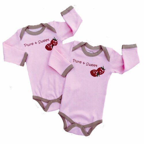 Organic Cotton Long Sleeve Bodysuits/Onesies - Pure and Sweet 6-12m Perspective: front