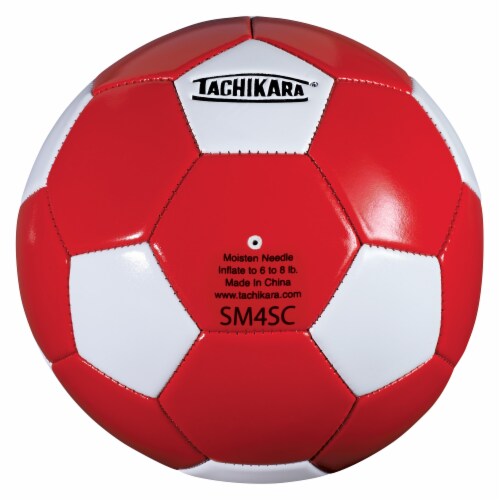 Tachikara SM4SC Recreational Soccer Ball (Size 4, Red and White) Perspective: front