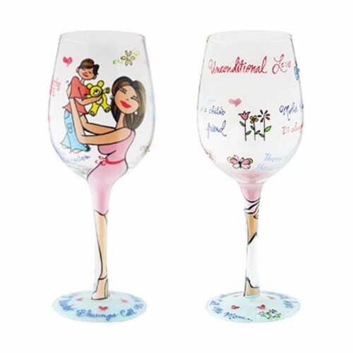 Bottoms Up - 95 and Sunny WGMOTHERLYBOY Wine Glass, Motherly Love Boy Perspective: front