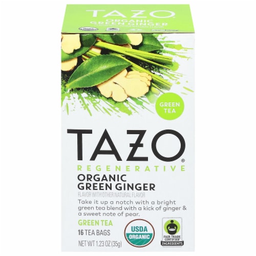 Tazo® Regenerative Organic Green Ginger Tea Bags Perspective: front