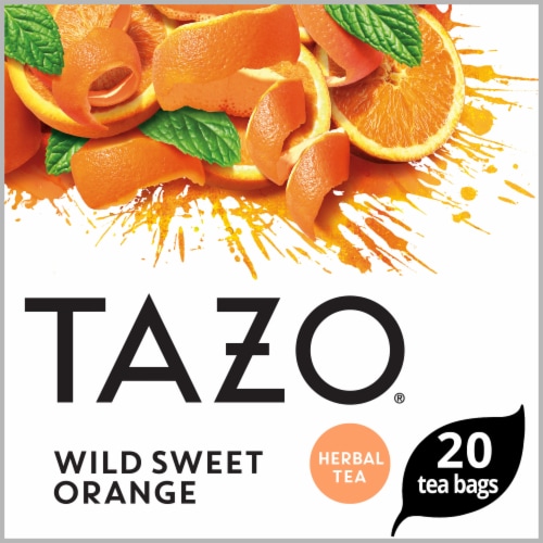 Tazo Wild Sweet Orange Herbal Tea Tea Bags Perspective: front
