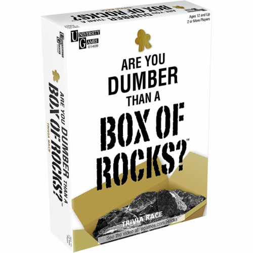 University Games Are You Dumber Than a Box of Rocks Trivia Race Game Perspective: front