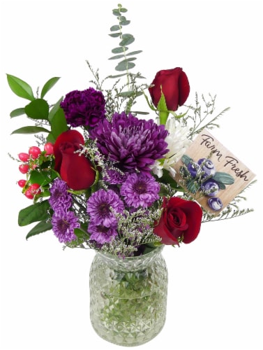 Berry Cobbler Floral Arrangement - Purple / Red / Pink Perspective: front