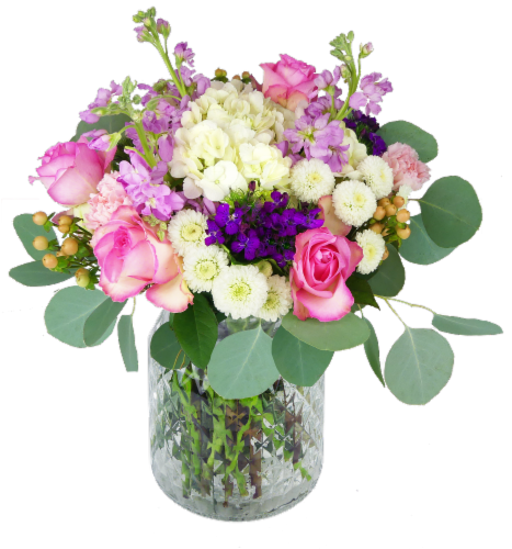Mother's Day Spring Fling Fresh Flower Arrangement in Vase Perspective: front