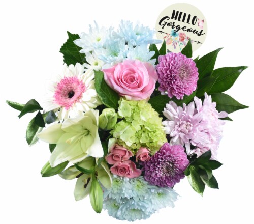 Hello Gorgeous Bouquet - Purple / White / Pink Perspective: front