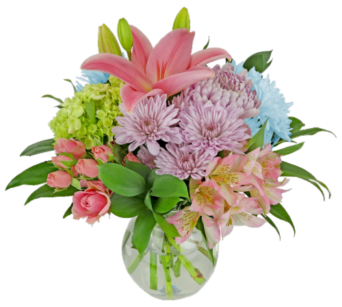 Mother's Day Hello Gorgeous Fresh Flower Arrangement in Vase Perspective: front