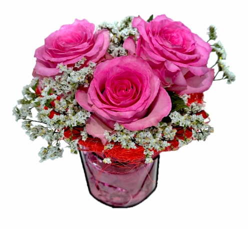 Valentine's Day Petite Heartbeats Arrangement with Vase Perspective: front