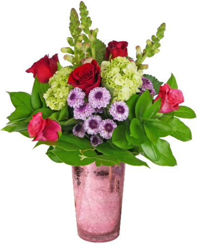 Glamorous Valentine's Flowers Arrangement in Vase Perspective: front