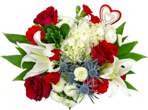 Hearts And Hugs Valentine's Fresh Flowers Bouquet Perspective: front