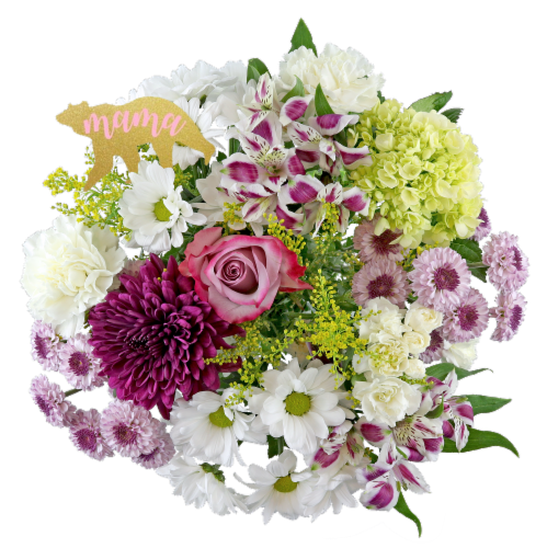 Mother's Day Mama Bear Fresh Flower Bouquet Perspective: front