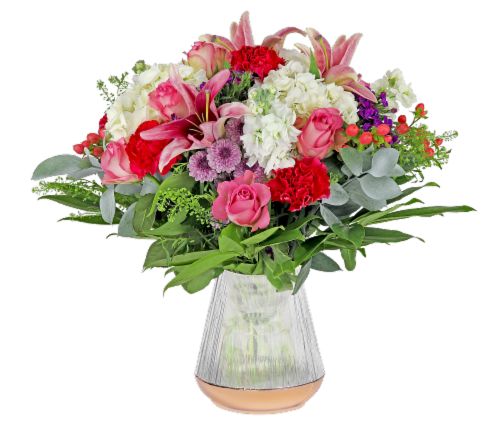 Mother's Day Stunning Fresh Flower Arrangement in Vase Perspective: front