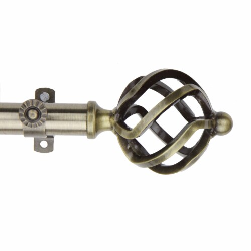 Roman Curtain Rod 13/16 Inch 28-48  - Antique Brass Perspective: front
