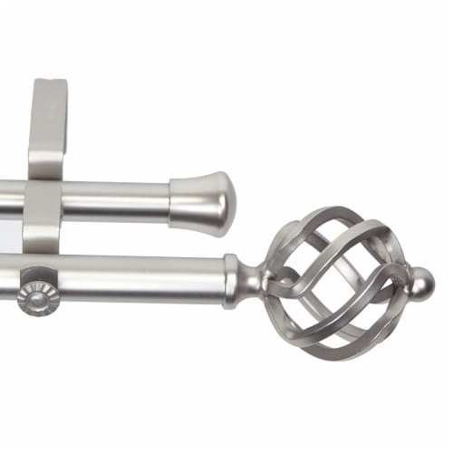 Roman Double Curtain Rod 13/16 Inch 48-84  - Satin Nickel Perspective: front