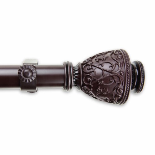 Virginia Curtain Rod 1 Inch 48-84 Inch - Mahogany Perspective: front