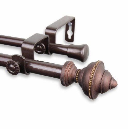 Augustus Double Curtain Rod 5/8 Inch Dia. 84-120 Inch - Cocoa Perspective: front