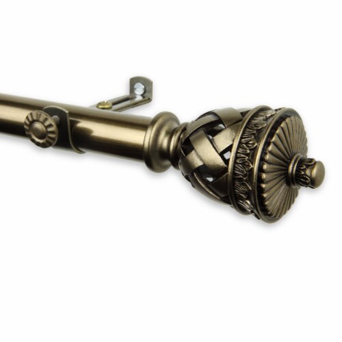 Araceli Curtain Rod 3/4 Inch Dia. 66-120  - Antique Brass Perspective: front