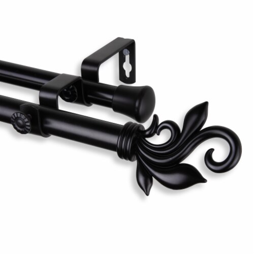 Micah Double Curtain Rod 3/4 Inch Dia. 28-48  - Black Perspective: front
