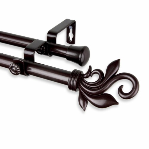 Micah Double Curtain Rod 3/4 Inch Dia. 66-120  - Cocoa Perspective: front