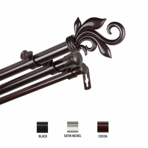 Micah Triple Curtain Rod 13/16 Inch Dia. 28-48  - Cocoa Perspective: front